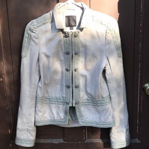 Joie Lambskin Leather Button Jacket in Ivory